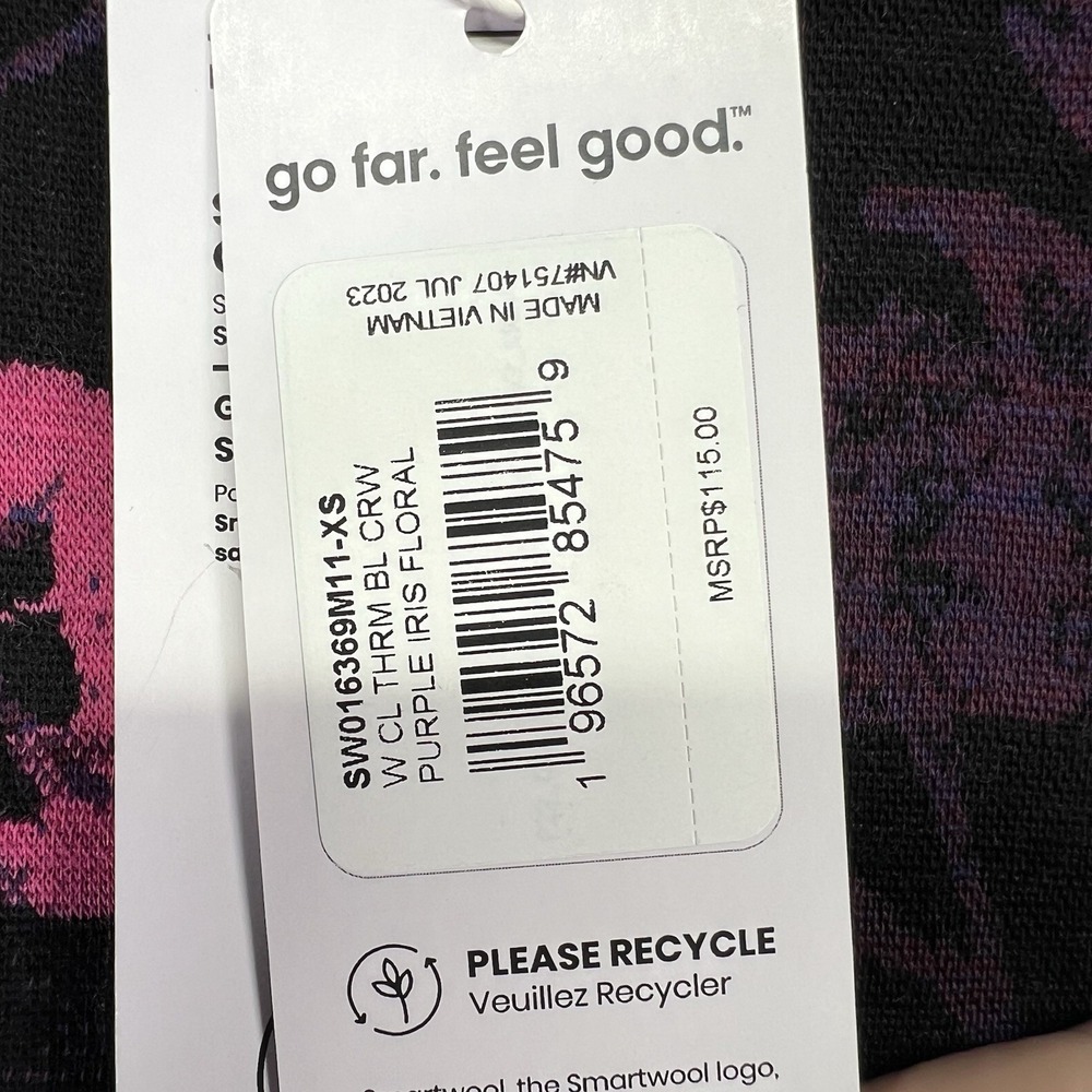 Smartwool Women's Long Sleeve Top - Black and Pink Floral - Picture 2 of 9